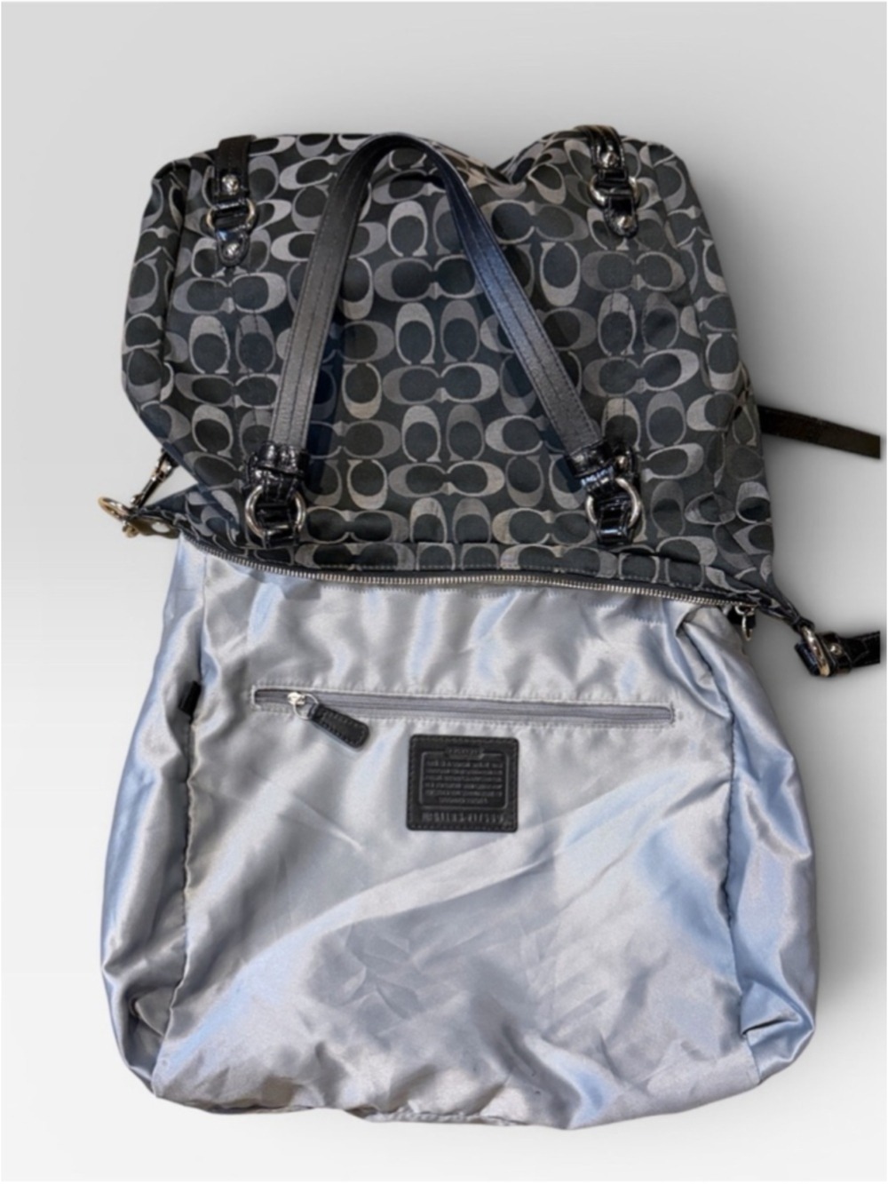 Coach Black Grey Signature C Jacquard Shoulder Bag - Picture 8 of 13